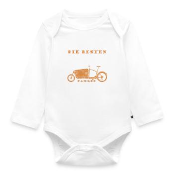 Die besten Papas fahren Lastenfahrrad - Baby Bio-Langarm-Body - Weiß - Vorne