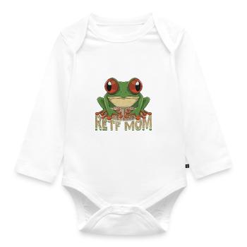 Red-eyed frog design for a frog hunter - Organic Longsleeve Baby Bodysuit - white - Front