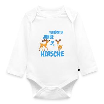 Wald Tierliebhaber Jungs Lustiges Geschenk Hirsch - Baby Bio-Langarm-Body - Weiß - Vorne