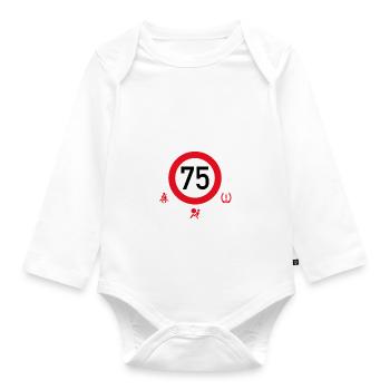 75. Geburtstag Schonend Behandeln 75 Tempolimit 75 - Baby Bio-Langarm-Body - Weiß - Vorne
