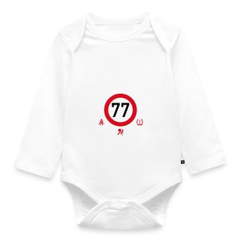 77. Geburtstag Schonend Behandeln 77 Tempolimit 77 - Baby Bio-Langarm-Body - Weiß - Vorne
