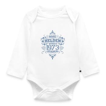 Wahre Helden wurden 1973 geboren - Baby Bio-Langarm-Body - Weiß - Vorne