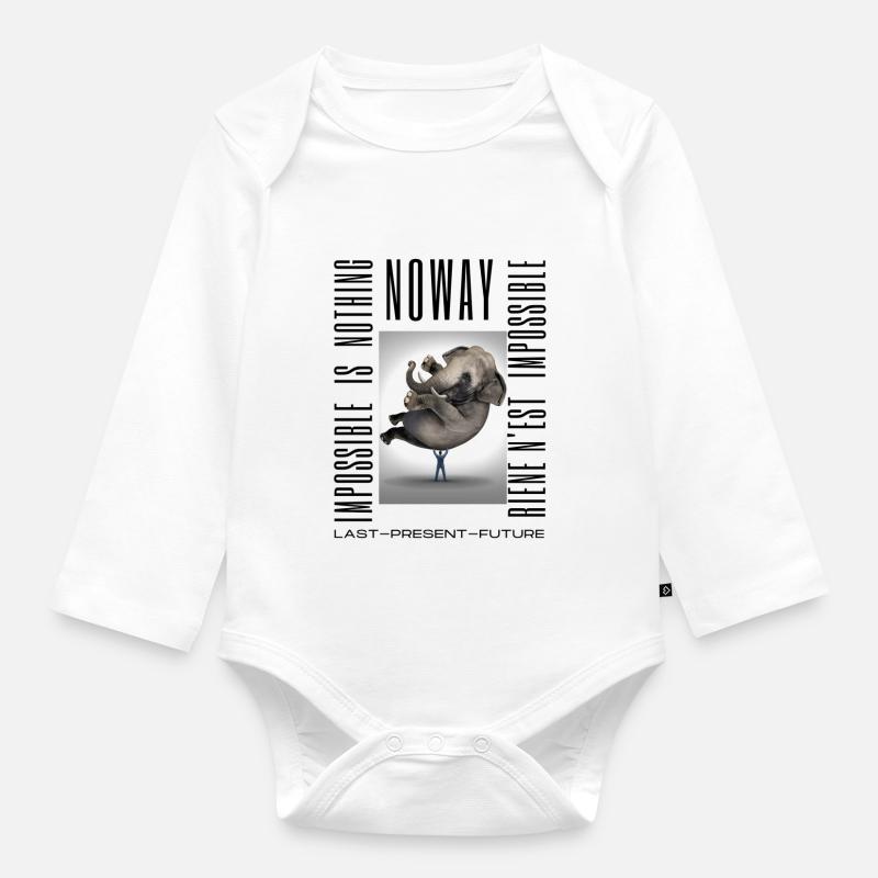 Noway - Niente è impossibile - Body ecologico per neonato a manica lunga - bianco