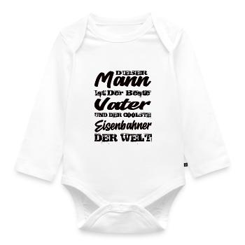 Eisenbahner - Baby Bio-Langarm-Body - Weiß - Vorne