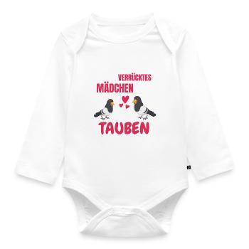 Taubenrennen Vogel Mädchen Lustiges Geschenk Taube - Baby Bio-Langarm-Body - Weiß - Vorne