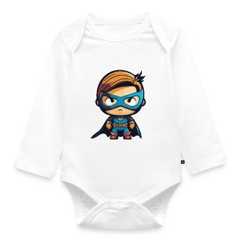 1st Kitatag Superhero Boy for Little Heroes - Organic Longsleeve Baby Bodysuit - white - Front