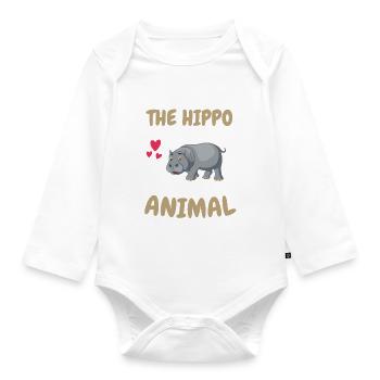 Animal préféré Animal Cadeau Drôle Hippopotame - Body Bébé bio manches longues - blanc - Devant