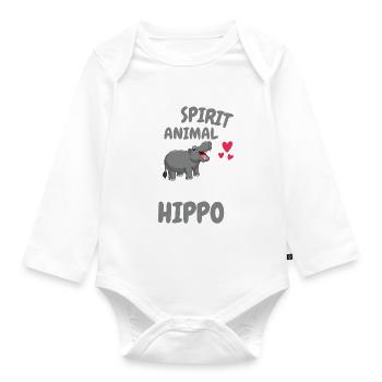My Spiritual Animal Gift Hippo Hippo - Organic Longsleeve Baby Bodysuit - white - Front