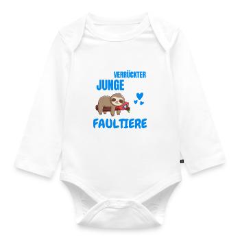 Tropisches Tier Jungs Lustiges Geschenk Faultier - Baby Bio-Langarm-Body - Weiß - Vorne