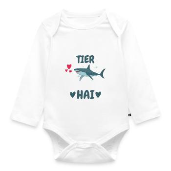 Ozean Tierliebhaber Spirituelles Tier Geschenk Hai - Baby Bio-Langarm-Body - Weiß - Vorne