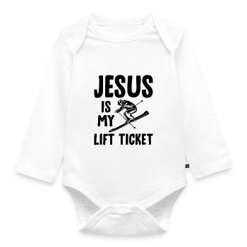 Jesus Is My Lift Ticket 4 - Baby Bio-Langarm-Body - Weiß - Vorne
