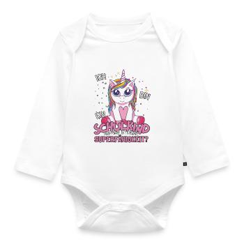 Schulkind Outfit Einschulung Einhorn Schulanfang - Baby Bio-Langarm-Body - Weiß - Vorne
