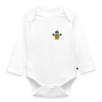 Kawaii Sweet Pineapple with Dumbbells Workout Fitness - Organic Longsleeve Baby Bodysuit - white - Front