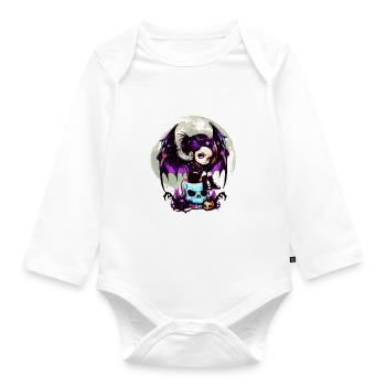 Niedlicher Goth Fledermausflügel Gothic Grufti - Baby Bio-Langarm-Body - Weiß - Vorne