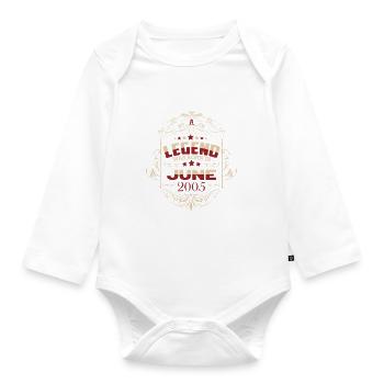 A legend was born in 2005 - Organic Longsleeve Baby Bodysuit - white - Front