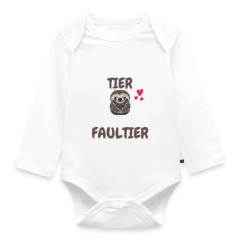 Tropisches Tier Lustiges Geschenk Zoo Faultier - Baby Bio-Langarm-Body - Weiß - Vorne