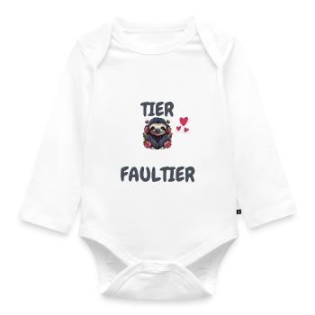 Faulenzer Mein spirituelles Tier ist das Faultier - Baby Bio-Langarm-Body - Weiß - Vorne