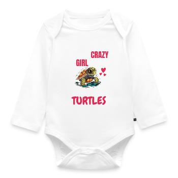 Crazy Girl Ocean Animal Gift Turtle - Organic Longsleeve Baby Bodysuit - white - Front