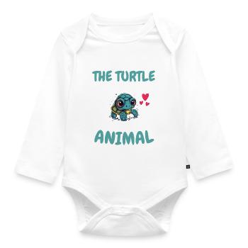 Favorite Animal Ocean Animal Gift Turtle - Organic Longsleeve Baby Bodysuit - white - Front