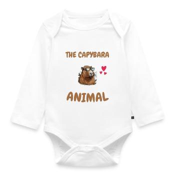 Capybara Animal Cadeau Animal Préféré Capybara - Body Bébé bio manches longues - blanc - Devant