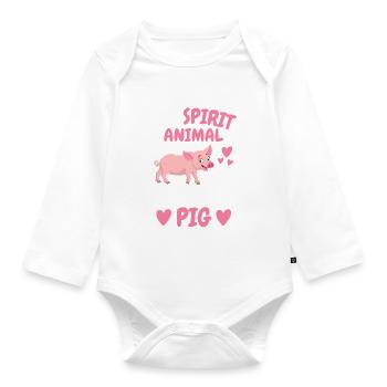 Animal fermier Mon animal spirituel est le cochon - Body Bébé bio manches longues - blanc - Devant