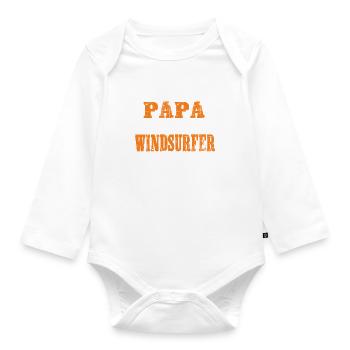 Papa und Windsurfer Windsurfen Wassersport - Baby Bio-Langarm-Body - Weiß - Vorne