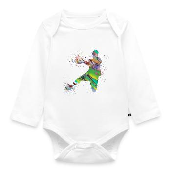 Handball, handballer, Beachhandball,Graffiti - Baby Bio-Langarm-Body - Weiß - Vorne