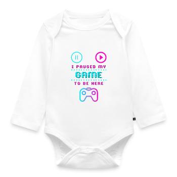 J’ai mis mon jeu en pause pour être ici Design - Body Bébé bio manches longues - blanc - Devant
