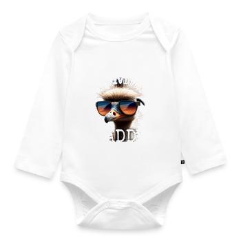 Emu Daddy Bird Ostrich Ratite Dad Father's Day Emu - Organic Longsleeve Baby Bodysuit - white - Front