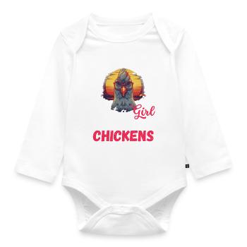 Bauer Hühner Mädchen Geschenk Sonnenuntergang Huhn - Baby Bio-Langarm-Body - Weiß - Vorne