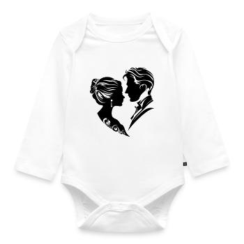 Ehepaar Hochzeit Silhouette - Baby Bio-Langarm-Body - Weiß - Vorne
