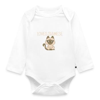 Cadeaux de chat siamois - Body Bébé bio manches longues - blanc - Devant