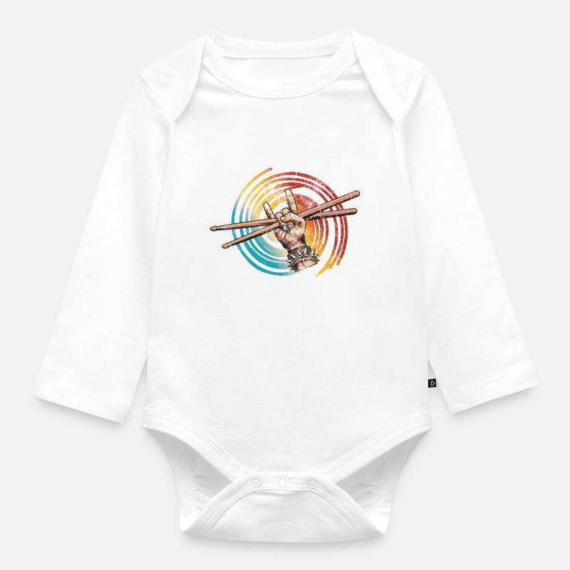 Drummers Drummers Drummers Drummers - Organic Longsleeve Baby Bodysuit - white
