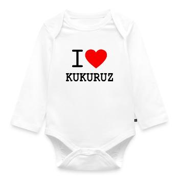 Kukuruz - Mais - Steirischer Dialekt - Baby Bio-Langarm-Body - Weiß - Vorne