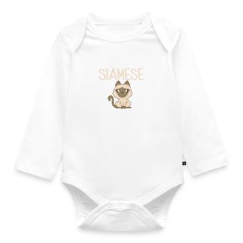 Siamesische Katze Geschenke - Baby Bio-Langarm-Body - Weiß - Vorne