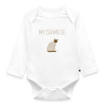 Siamesische Katze Geschenke - Baby Bio-Langarm-Body - Weiß - Vorne