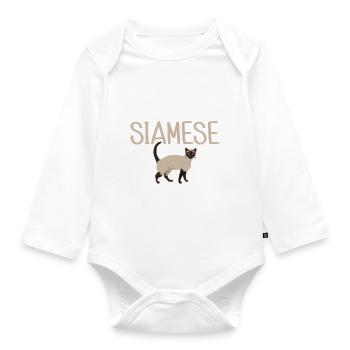 Siamesische Katze Geschenke - Baby Bio-Langarm-Body - Weiß - Vorne