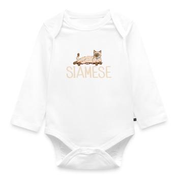 Siamesische Katze Geschenke - Baby Bio-Langarm-Body - Weiß - Vorne