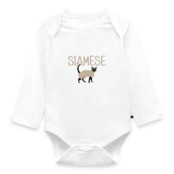 Siamesische Katze Geschenke - Baby Bio-Langarm-Body - Weiß - Vorne