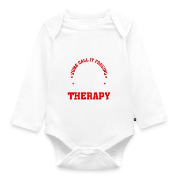 I Call It Therapy Blacksmith And I Rock Them Both - Organic Longsleeve Baby Bodysuit - white - Front