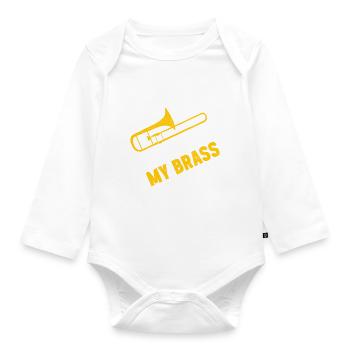 Posaune Trombone - Baby Bio-Langarm-Body - Weiß - Vorne
