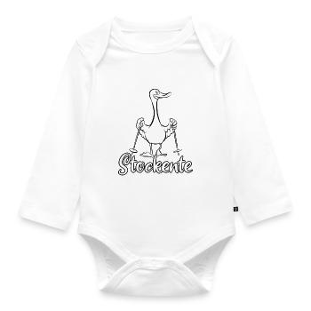 Stockente - Ente mit Stöcken - Walking - Baby Bio-Langarm-Body - Weiß - Vorne