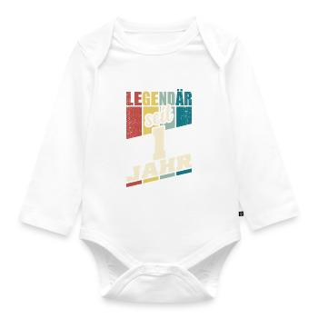 1. Geburtstag Legendär Seit 1 Jahr Legende 1 - Baby Bio-Langarm-Body - Weiß - Vorne