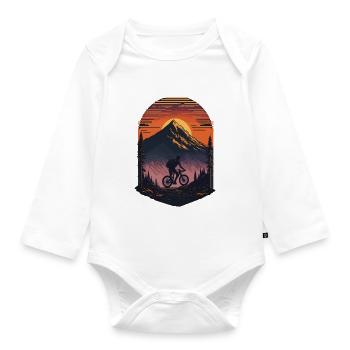 Retro bike in the mountains - Organic Longsleeve Baby Bodysuit - white - Front