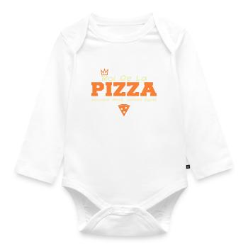 Roi de la pizza | cadeau drôle pizzaiolo - Body Bébé bio manches longues - blanc - Devant