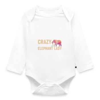 Crazy Elepahnt Lady Wild & Free Retro Taste - Organic Longsleeve Baby Bodysuit - white - Front