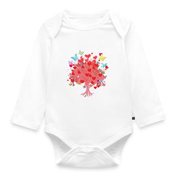 Tree of Life,Tree of Life,Hearts,Butterflies - Organic Longsleeve Baby Bodysuit - white - Front