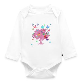 Tree of Life,Tree of Life,Flowers,Butterflies - Organic Longsleeve Baby Bodysuit - white - Front
