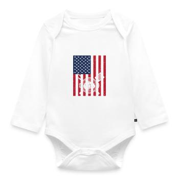 Barbecue de l’indépendance des États-Unis Drapeau américain - Body Bébé bio manches longues - blanc - Devant