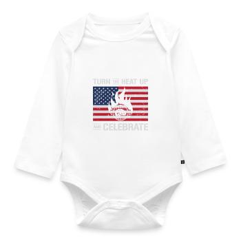 Barbecue de l’indépendance des États-Unis Drapeau américain - Body Bébé bio manches longues - blanc - Devant